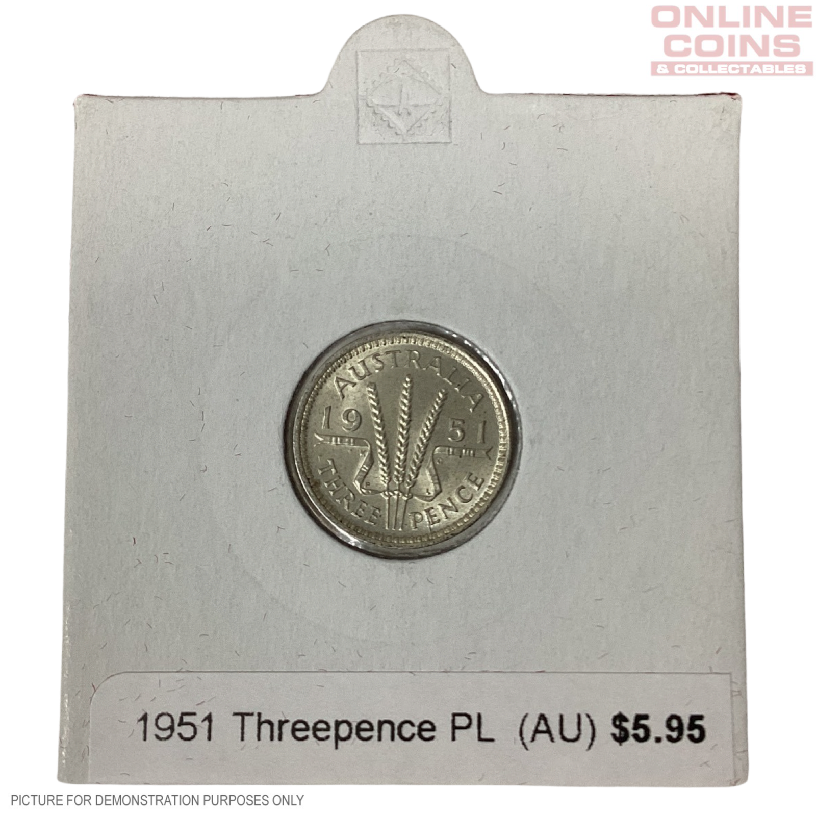 1951 Threepence (AU) loose in 2x2 (PL Mintmark)